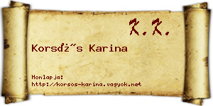 Korsós Karina névjegykártya